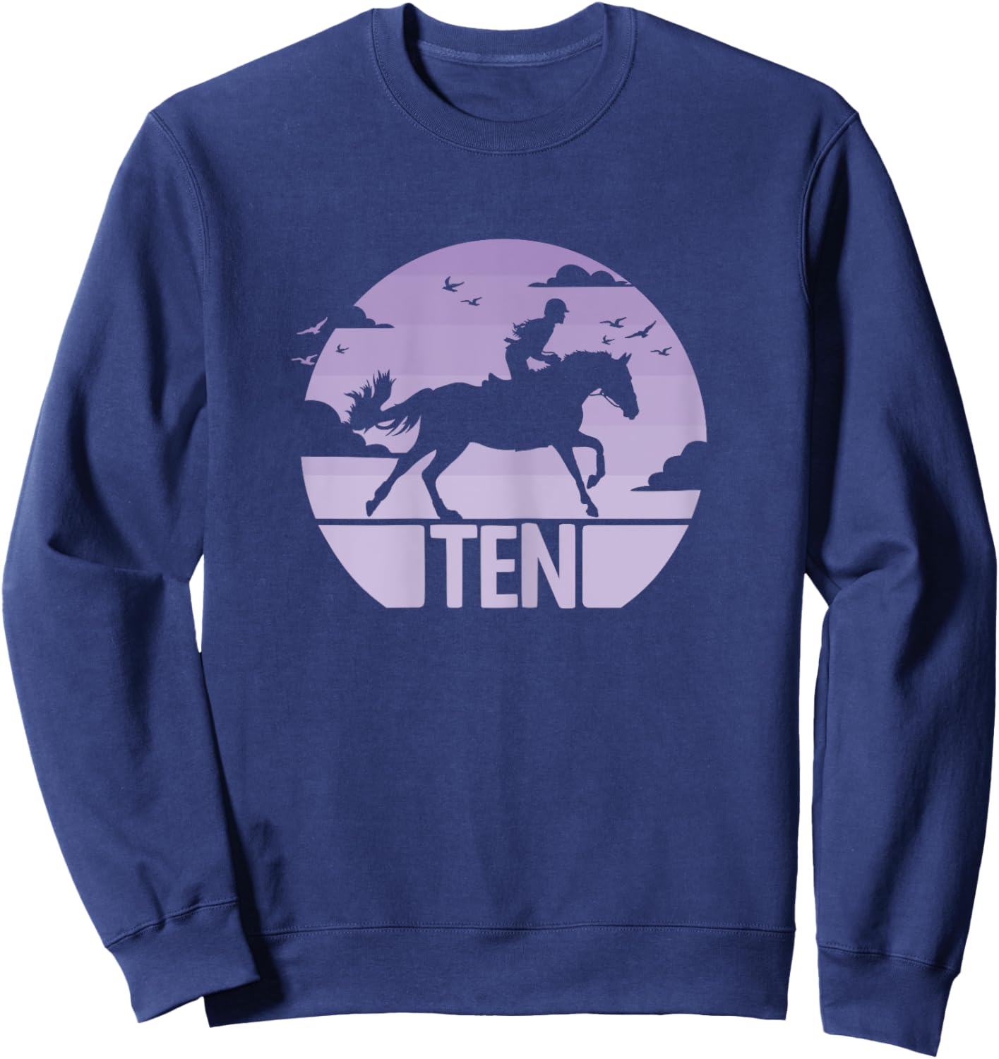 10th Birthday Horse Riding Girl 10 Years Girl Horse Birthday Sweatshirt - Sweatshirt | Navy