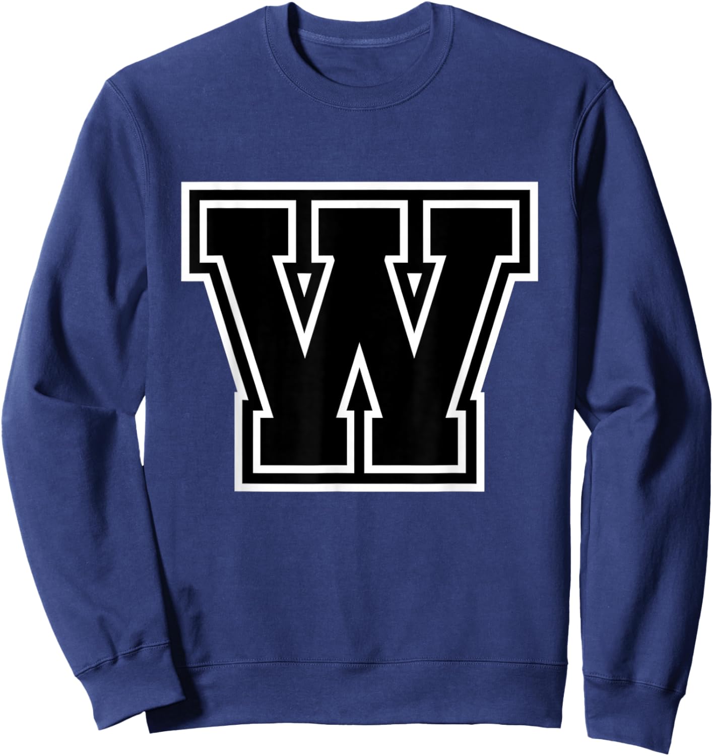 Letter W Black Monogram Initial Sweatshirt - Sweatshirt | Navy