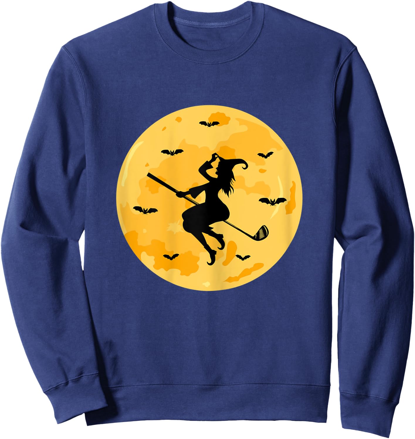 Golf Witch Riding Golf Stick Funny Halloween Golf Player Sweatshirt - Sweatshirt | Navy