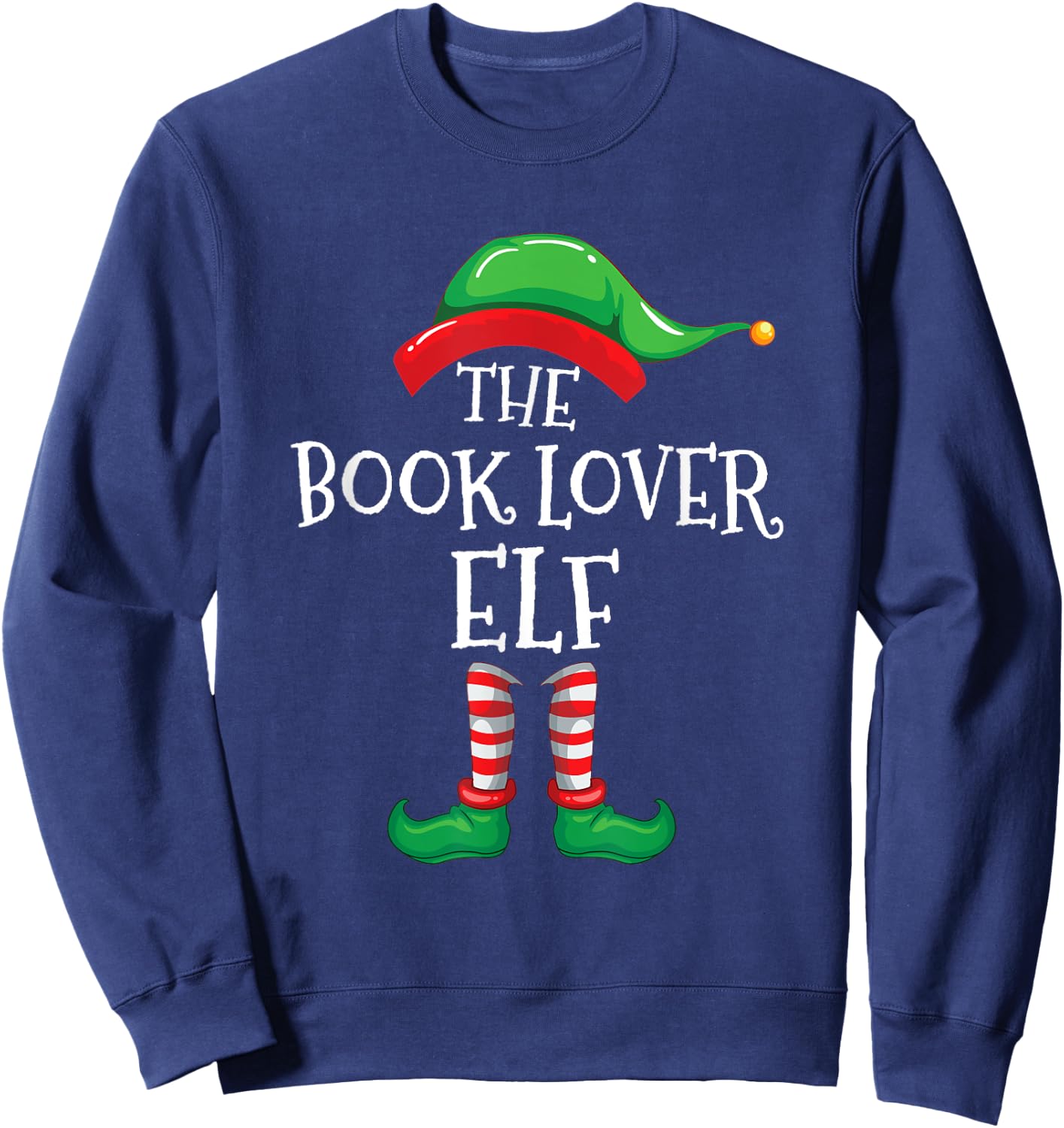 The Book Lover Elf Christmas Books Reading Lover Gift Sweatshirt - Sweatshirt | Navy