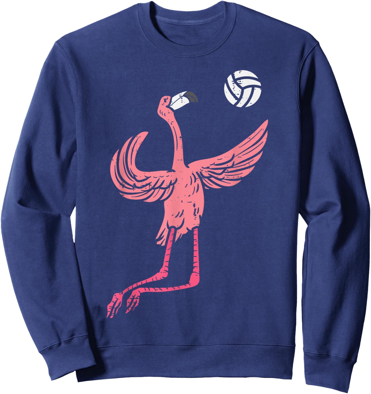 Flamingo Volleyball Spike Serve Player Spiker Women Men Sweatshirt - Sweatshirt | Navy
