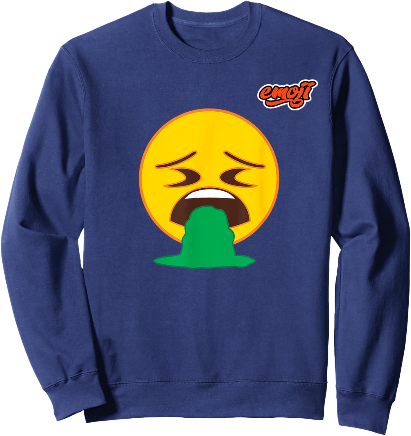 nauseous face vomiting Flat Sweatshirt - Sweatshirt | Navy