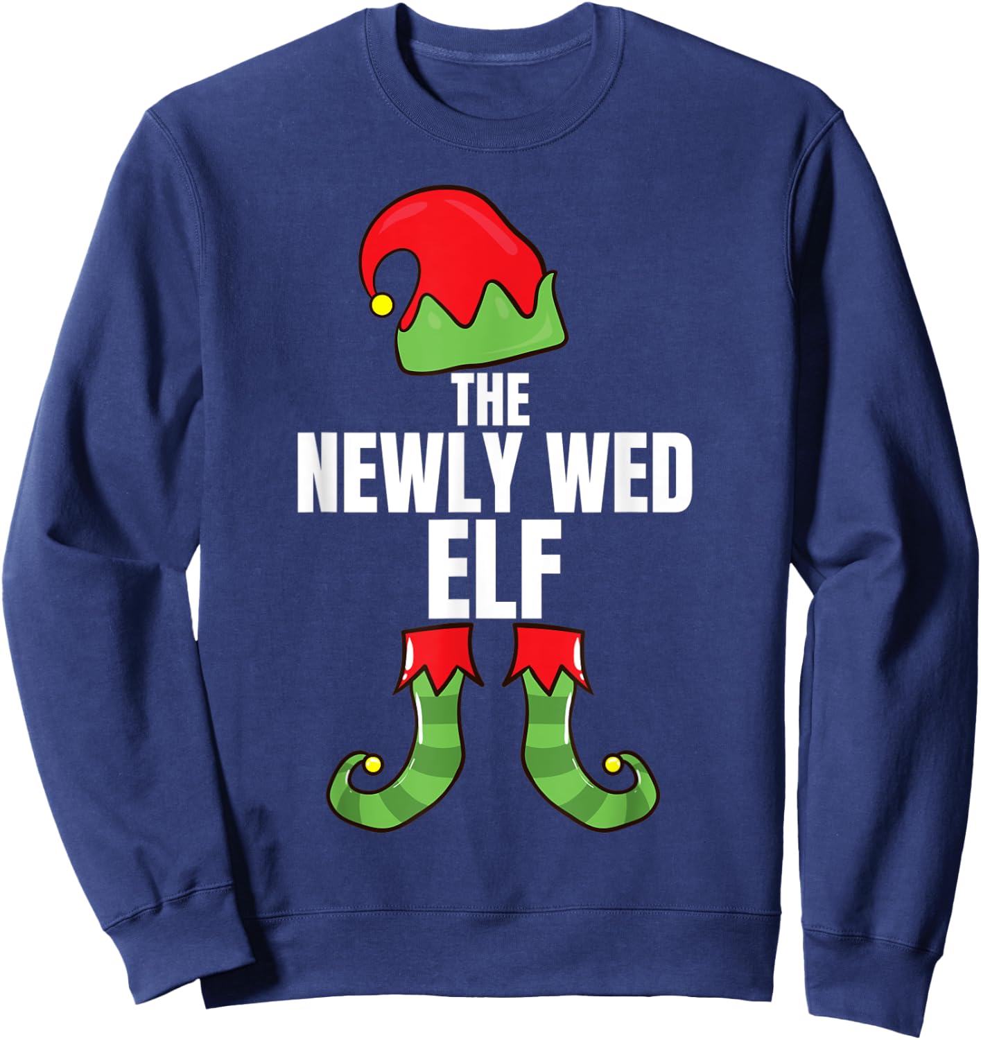 The Newly Wed Elf Matching Family Christmas Group Pajama Sweatshirt - Sweatshirt | Navy