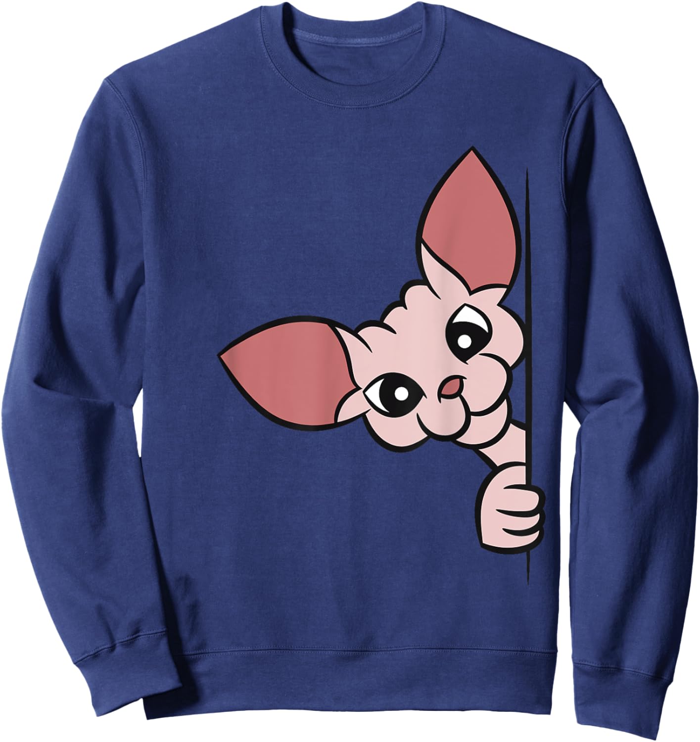 Cute Sphynx Cat Peeking From Side Women Kids Sweatshirt - Sweatshirt | Navy