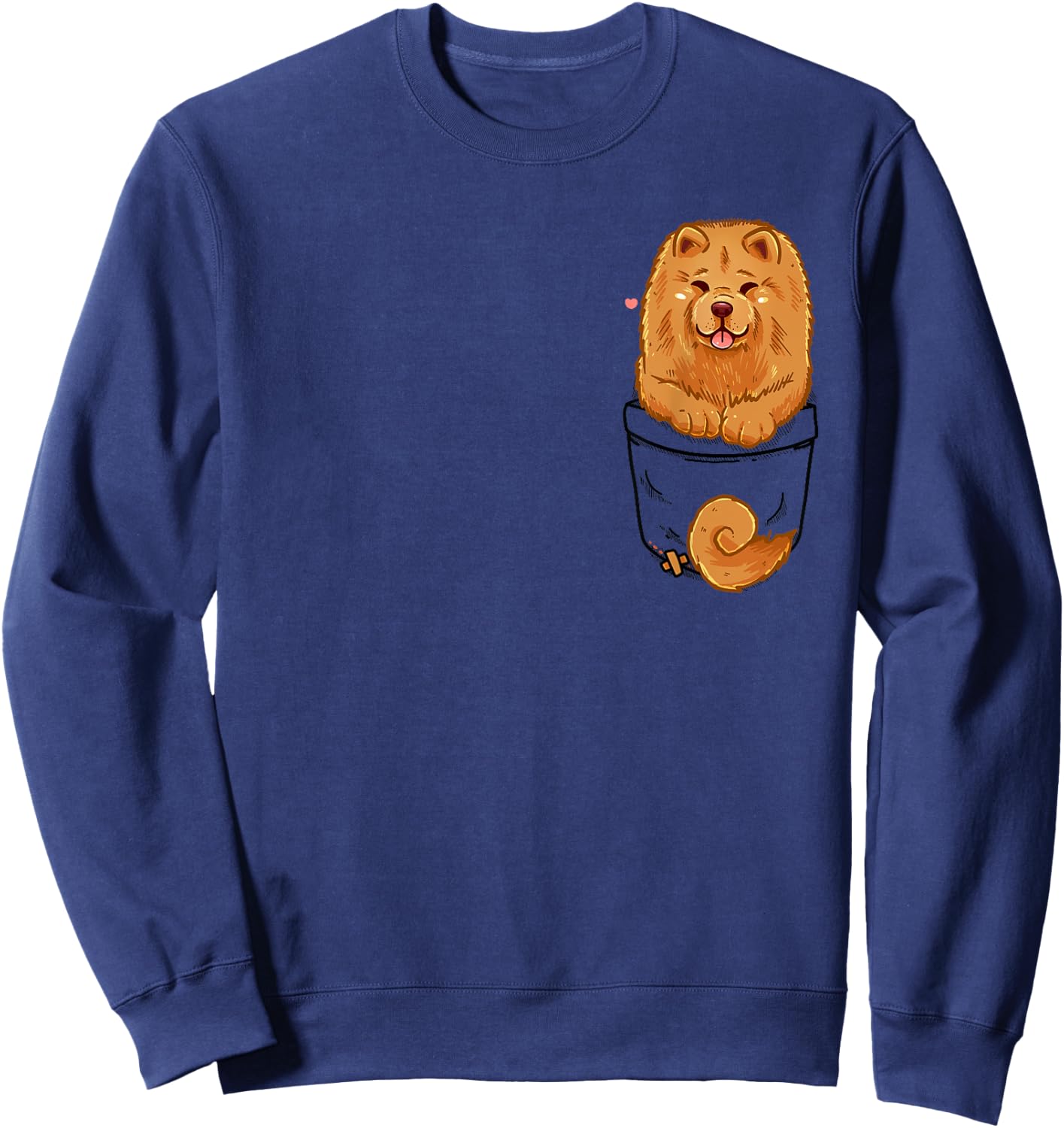 Pocket Cute Chow Chow Puppy Dog Sweatshirt - Sweatshirt | Navy