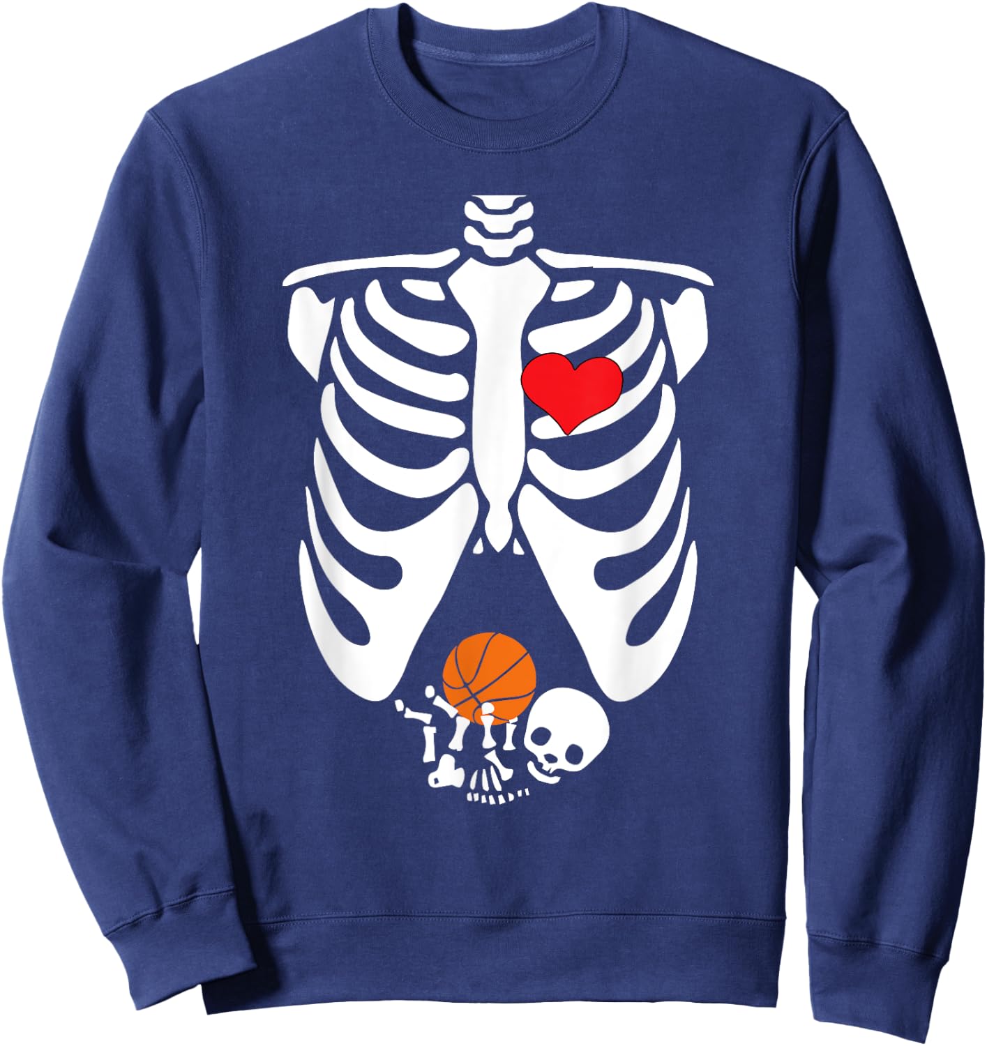 Funny Skeleton Baby Pregnant Halloween Basketball Sweatshirt - Sweatshirt | Navy