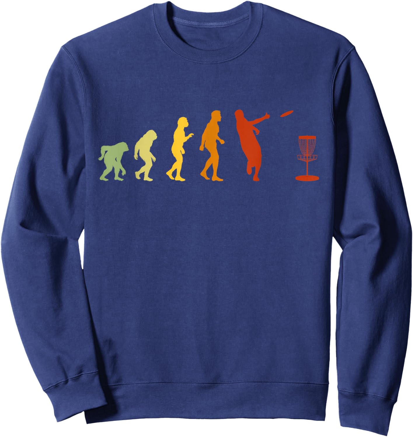 Disc Golf Evolution, Funny Frolf Golf Basket Sweatshirt - Sweatshirt | Navy