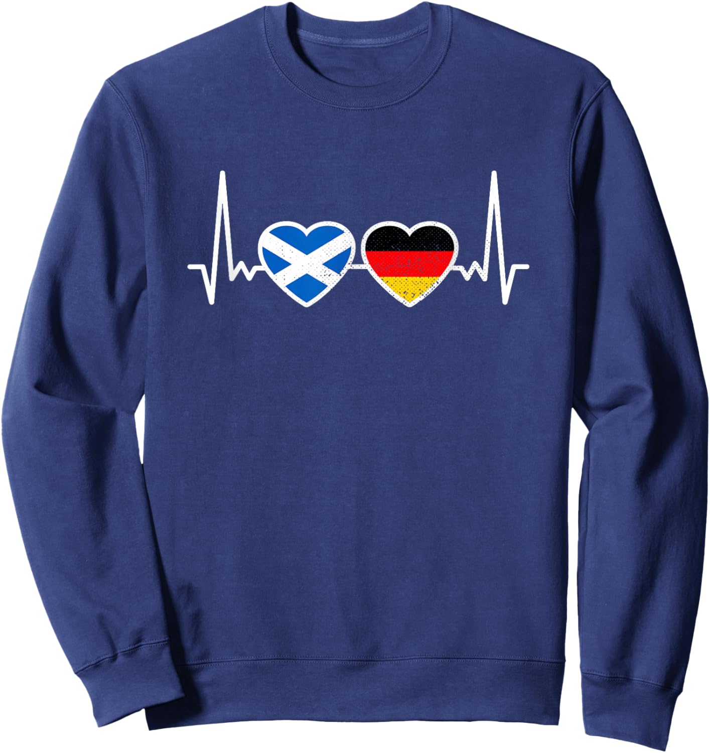 Schottland Deutschland Vintage Herzschlag Flagge Schotte Sweatshirt - Sweatshirt | Navy