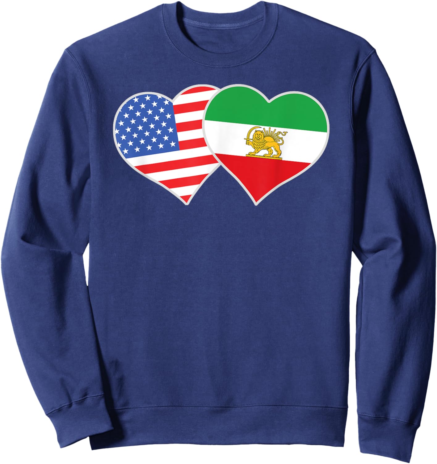 Persian American Flag Heart Love Persia USA Sweatshirt - Sweatshirt | Navy