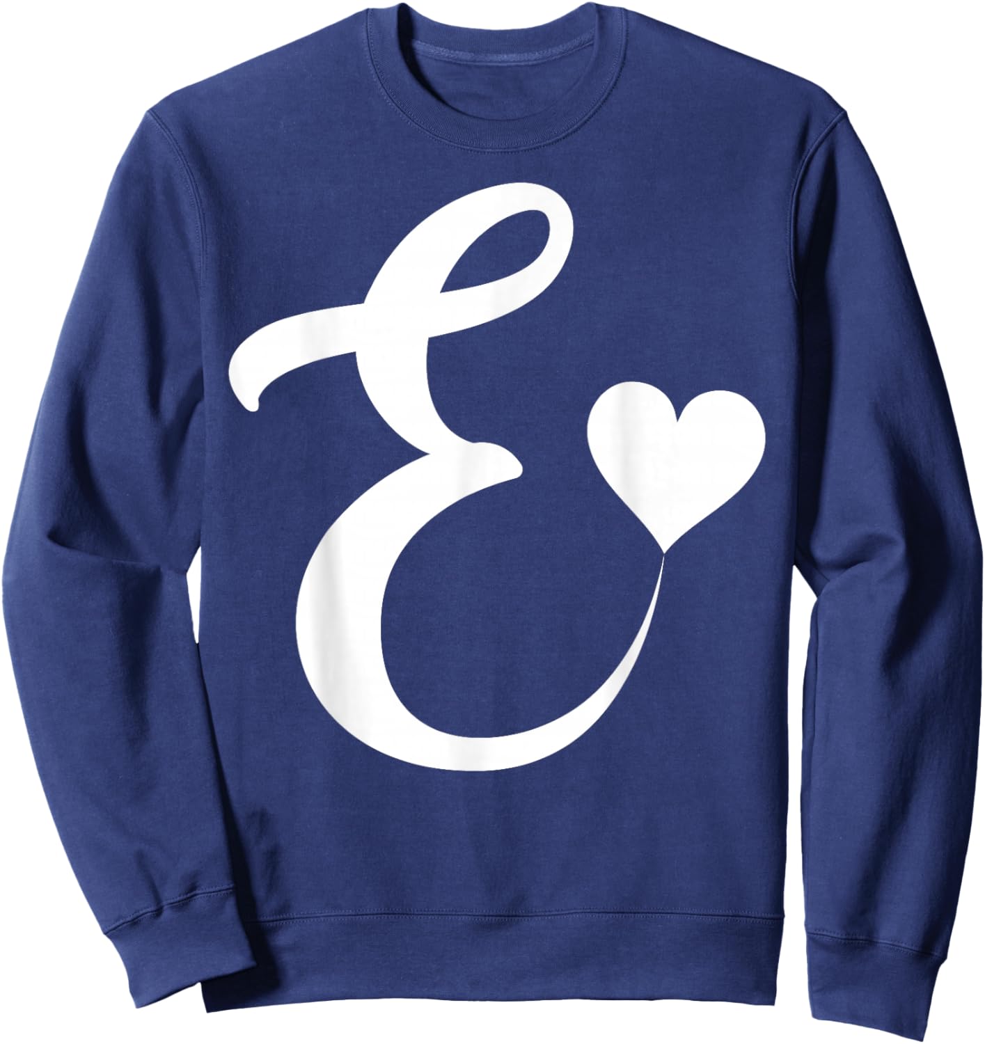 white letter E monogram initial minimalist heart graphic Sweatshirt - Sweatshirt | Navy