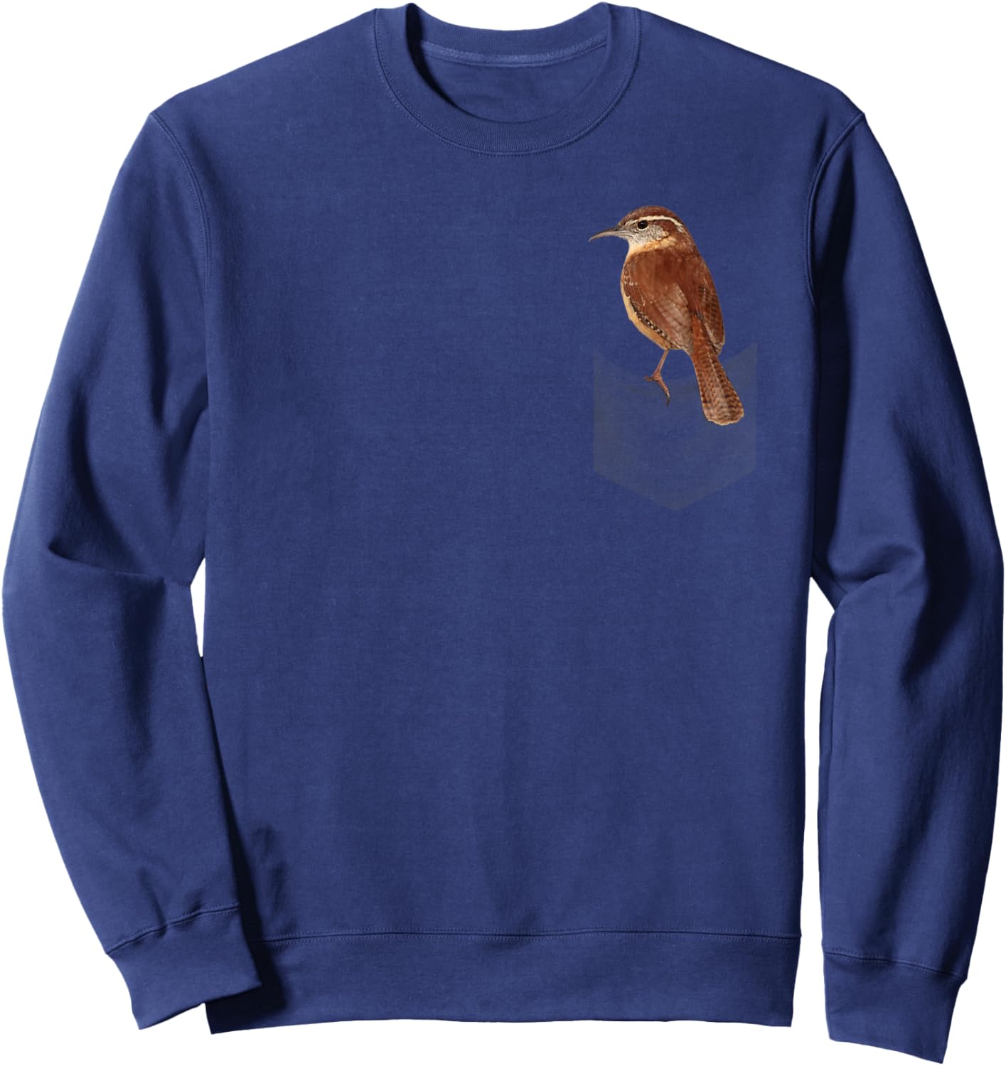 Carolina wren bird on fake pocket on chest Sweatshirt - Sweatshirt | Navy