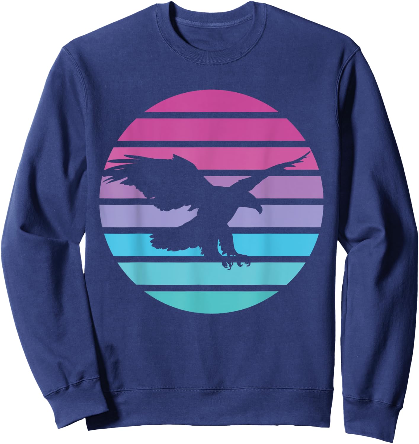Eagle Retro Sun American Bald eagle USA Sweatshirt - Sweatshirt | Navy