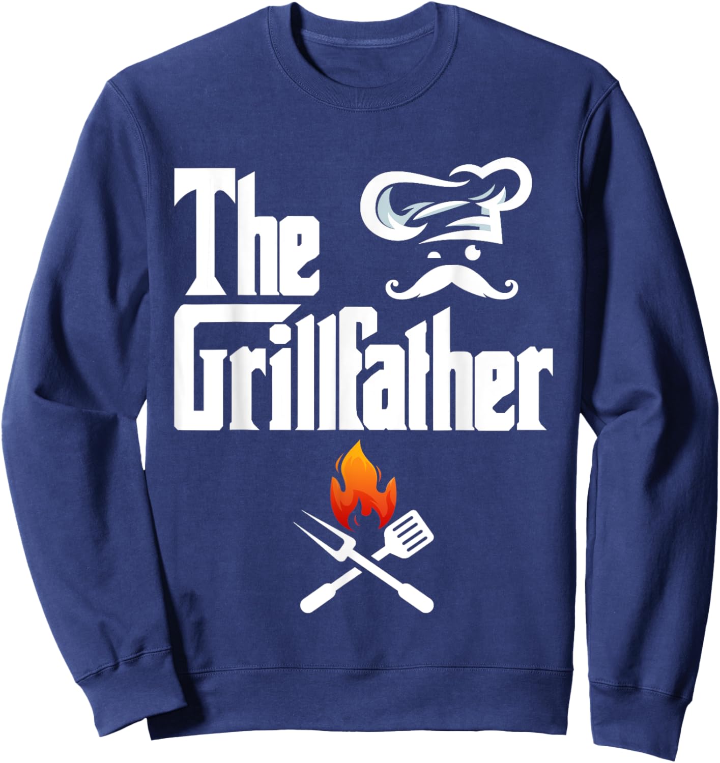 The Grillfather BBQ Grill & Smoker Graphic Barbecue Dad Sweatshirt - Sweatshirt | Navy