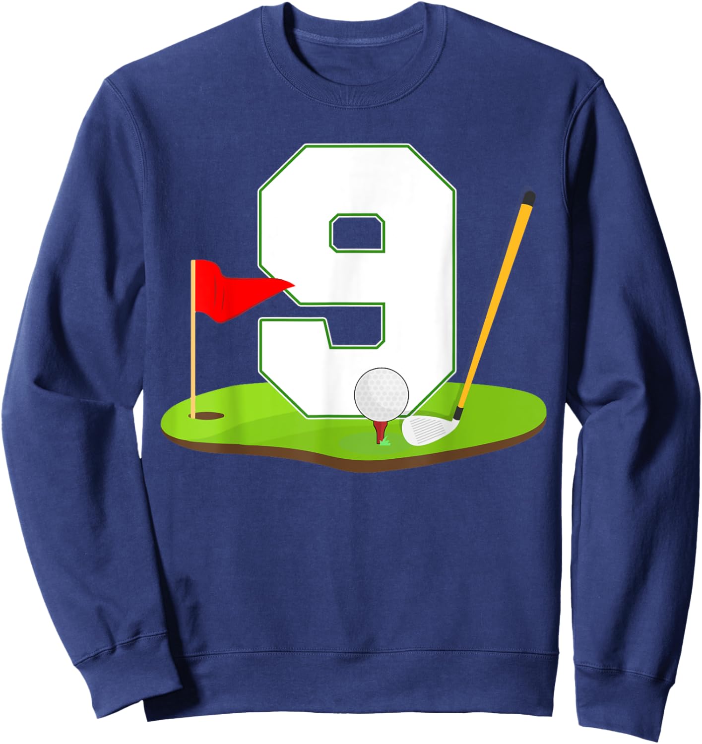 9th Birthday Golf Player 9 Years Old Birthday Party Kids Sweatshirt - Sweatshirt | Navy