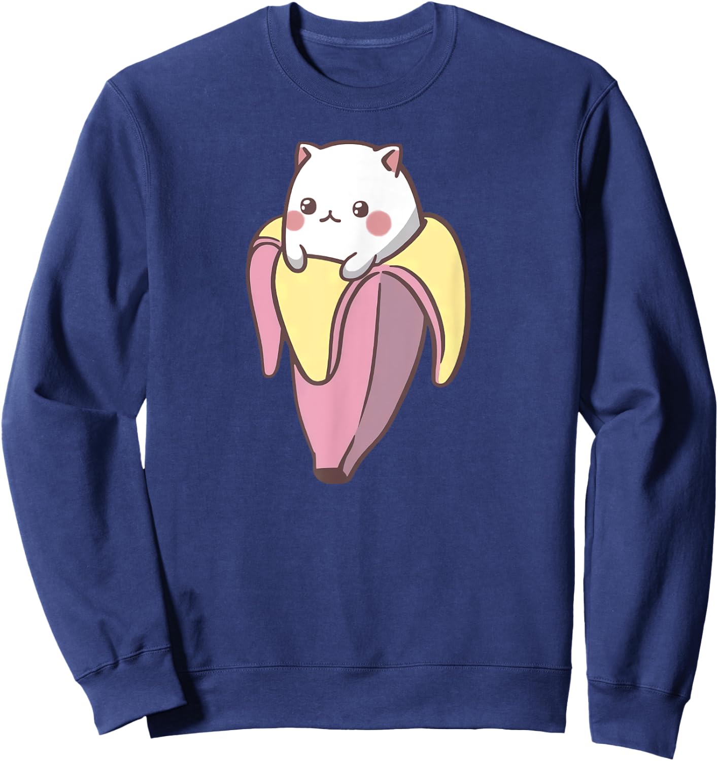 Banana Cat Funny Kawaii Bananya Gift Bday Sweatshirt - Sweatshirt | Navy