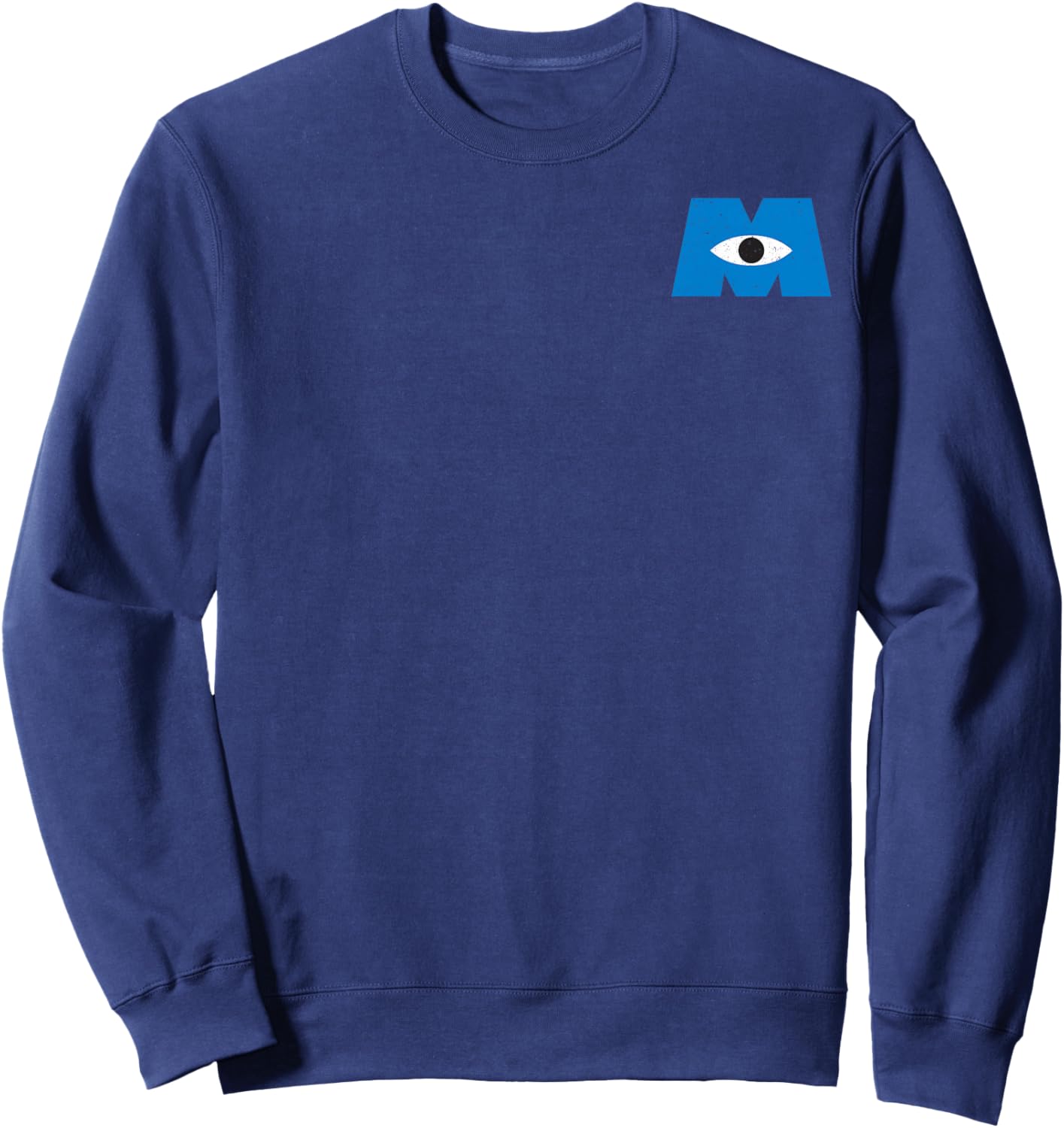 Disney Pixar Monsters, Inc. Classic Iconic Retro Pocket Logo Sweatshirt - Sweatshirt | Navy