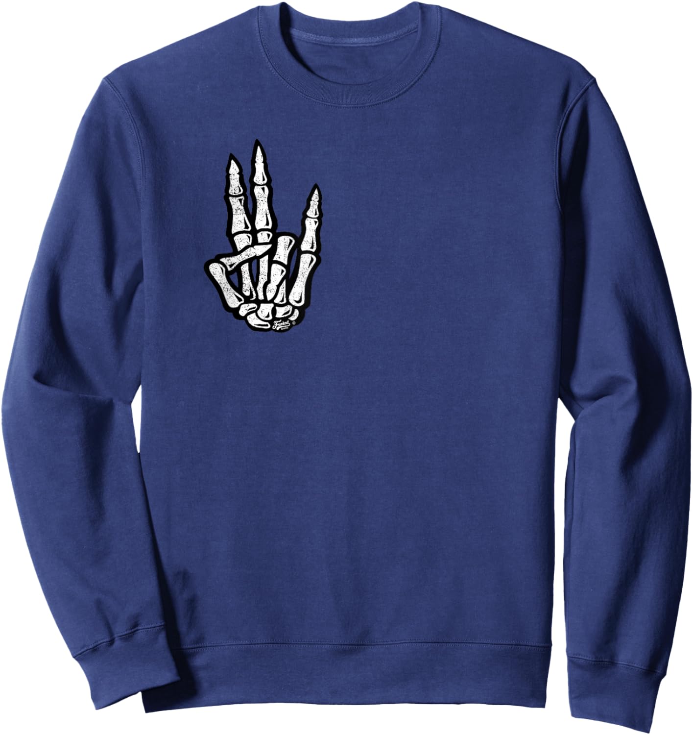 Official Skeleton Hand Shocker Sign on Chest Sweatshirt - Sweatshirt | Navy