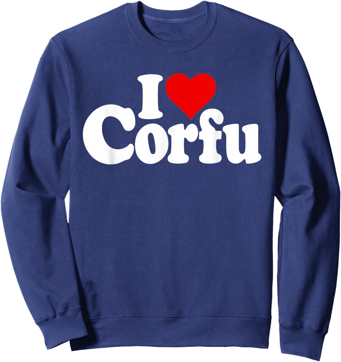 I Love Heart Corfu Greece Greek Islands Ionian Sea Sweatshirt - Sweatshirt | Navy