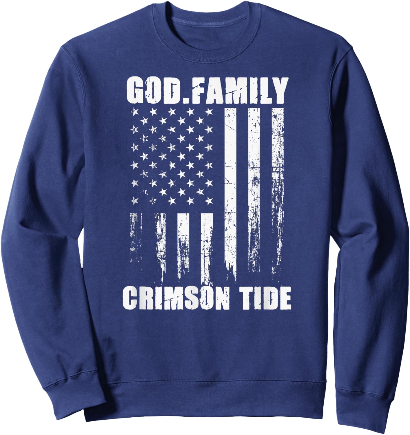 Minden Crimson Tide God. Family. Vintage USA Flag Sweatshirt - Sweatshirt | Navy