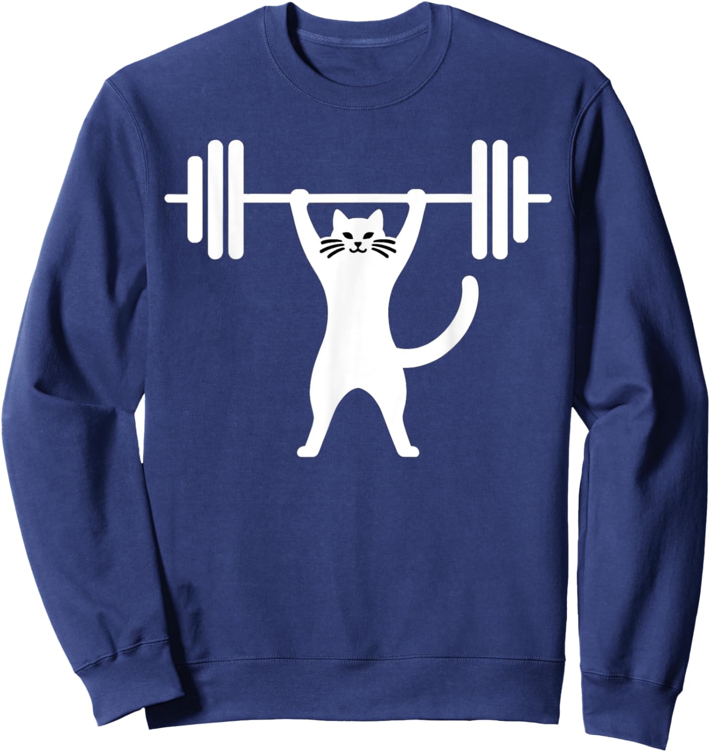 Cat Powerlifting Weightlifting Gym Workout Men Women Kids Sweatshirt - Sweatshirt | Navy