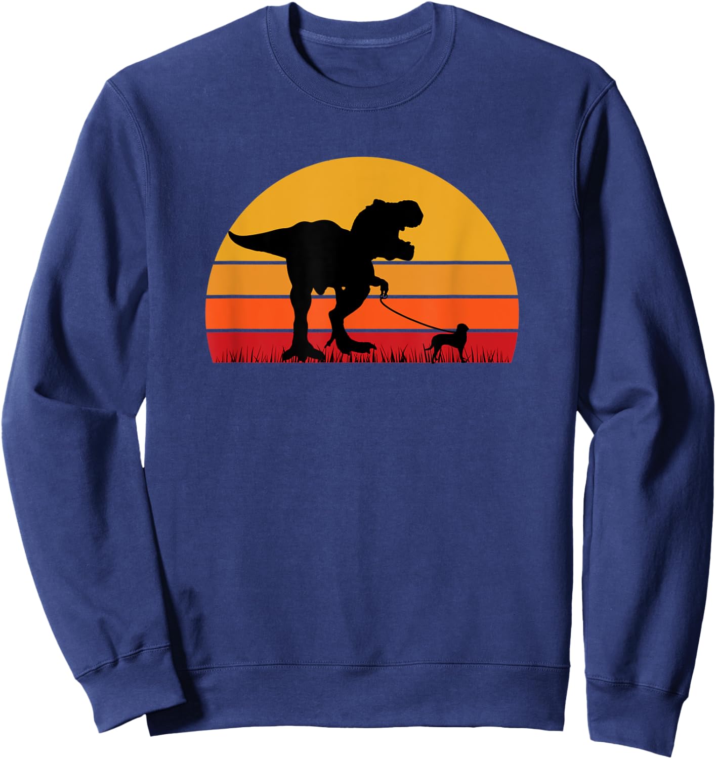T-Rex Walking Beagle Trex Tyrannosaurus Funny Cute Orange Sweatshirt - Sweatshirt | Navy