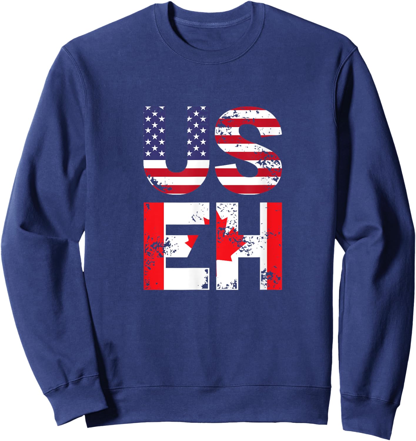 US EH Funny Canada American Flag Sweatshirt - Sweatshirt | Navy