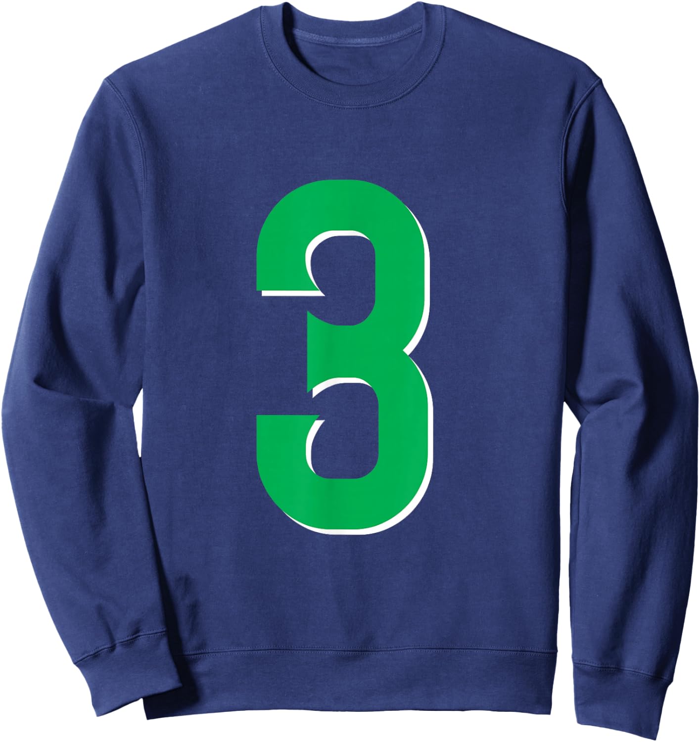 #3 Jersey Uniform Varsity Sports Green Number, Third 3rd Sweatshirt - Sweatshirt | Navy