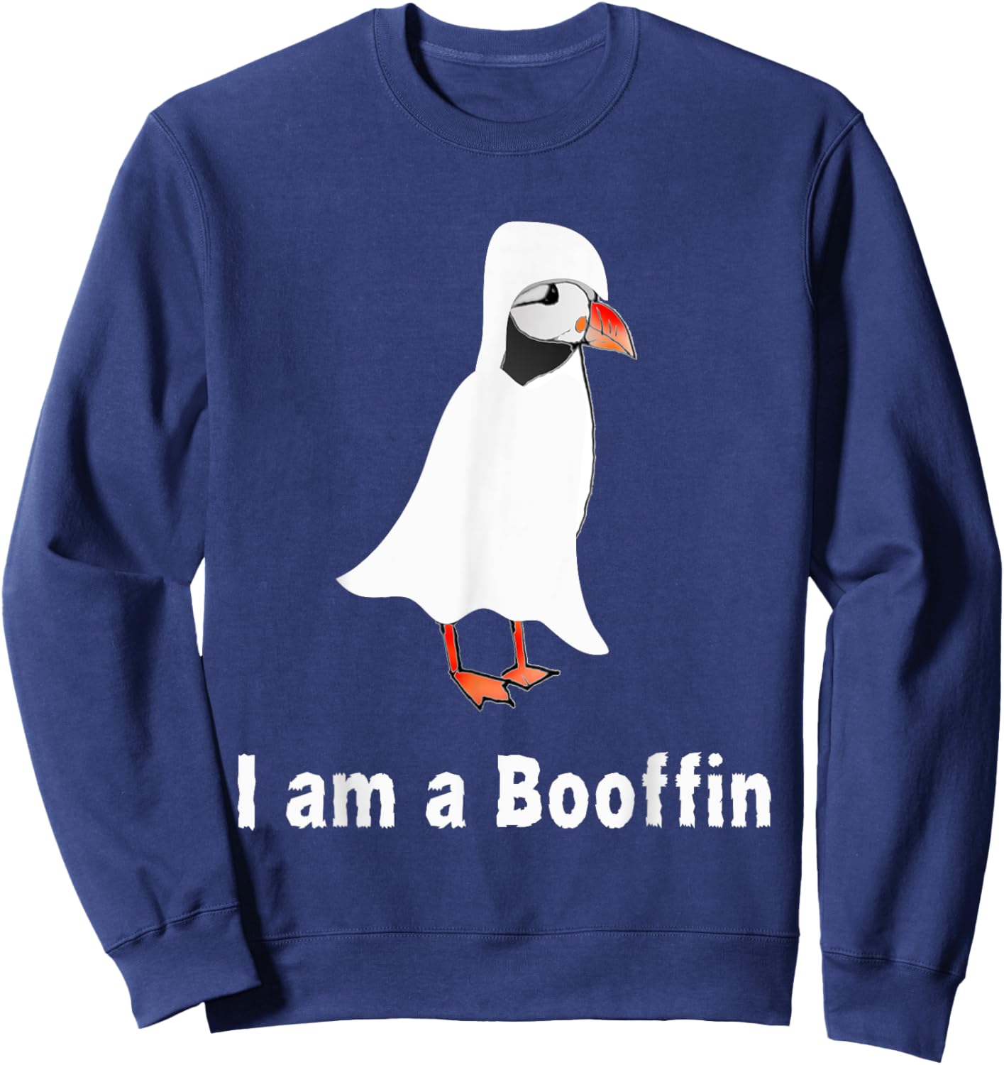 Funny Halloween Puffin lover costume Puffin pun boo sheet Sweatshirt - Sweatshirt | Navy