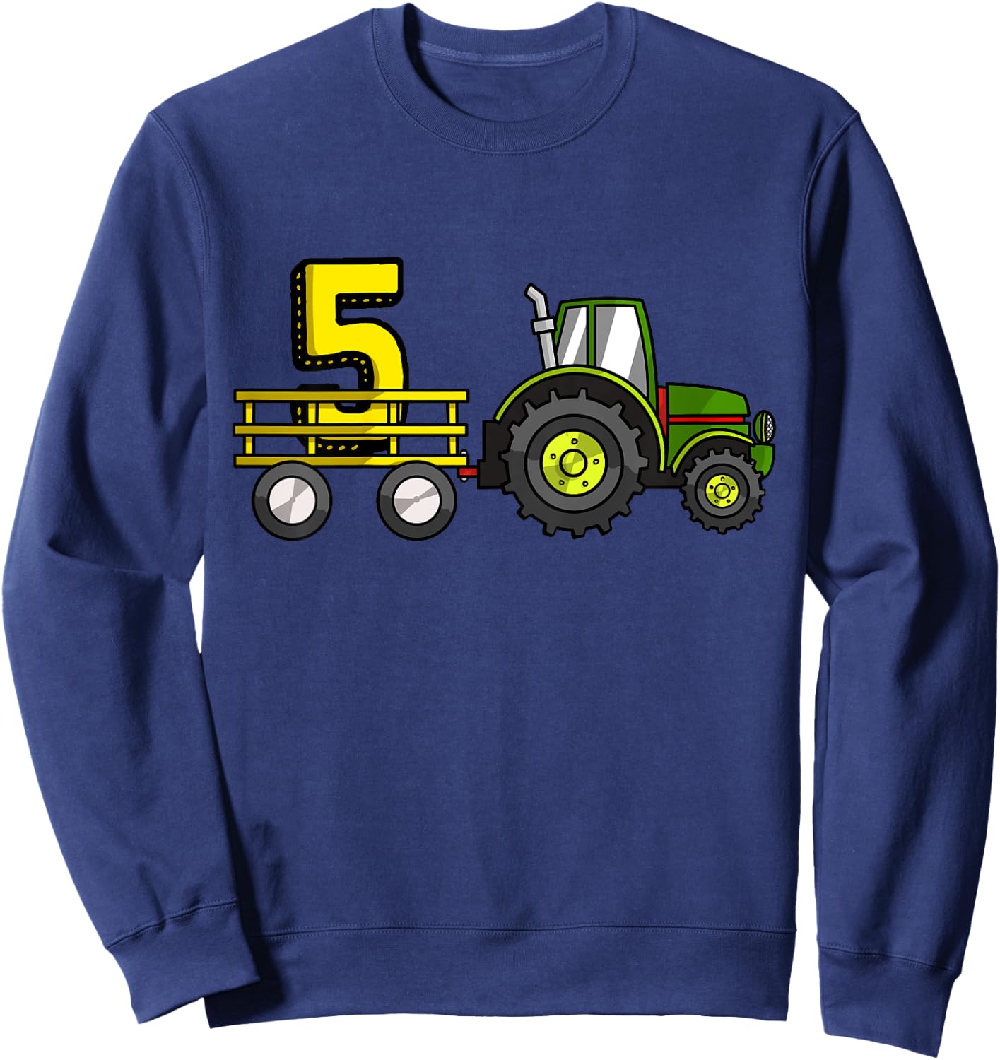 Kids Farm 5 Year Old Barnyard Boys 5th Birthday Tractor Sweatshirt - Sweatshirt | Navy