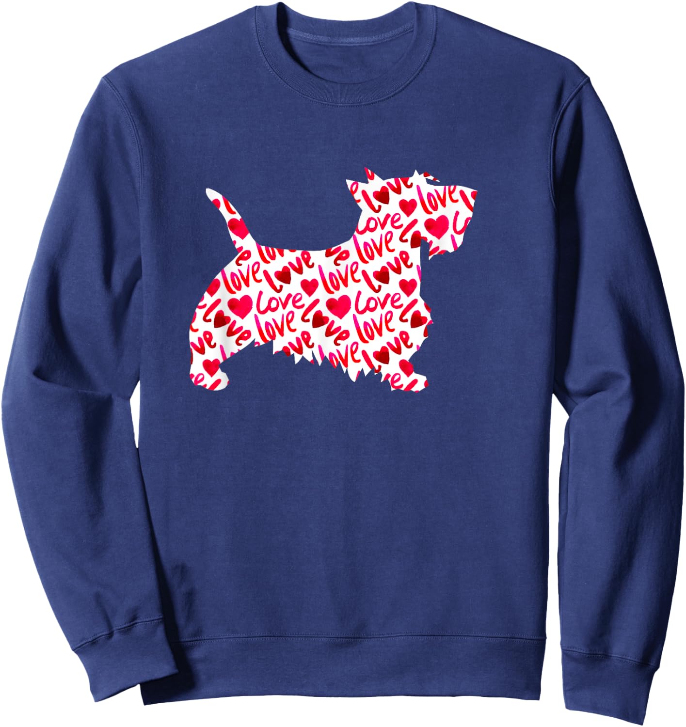 Scottie Scottish Terrier Heart Dog Valentine's Day Sweatshirt - Sweatshirt | Navy