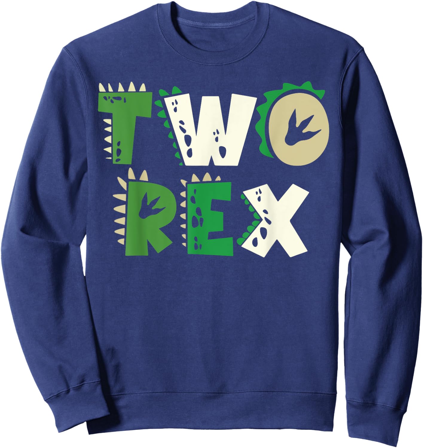 Two Rex Dinosaur Birthday Shirt For 2nd Birthday Boys Girls Sweatshirt - Sweatshirt | Navy