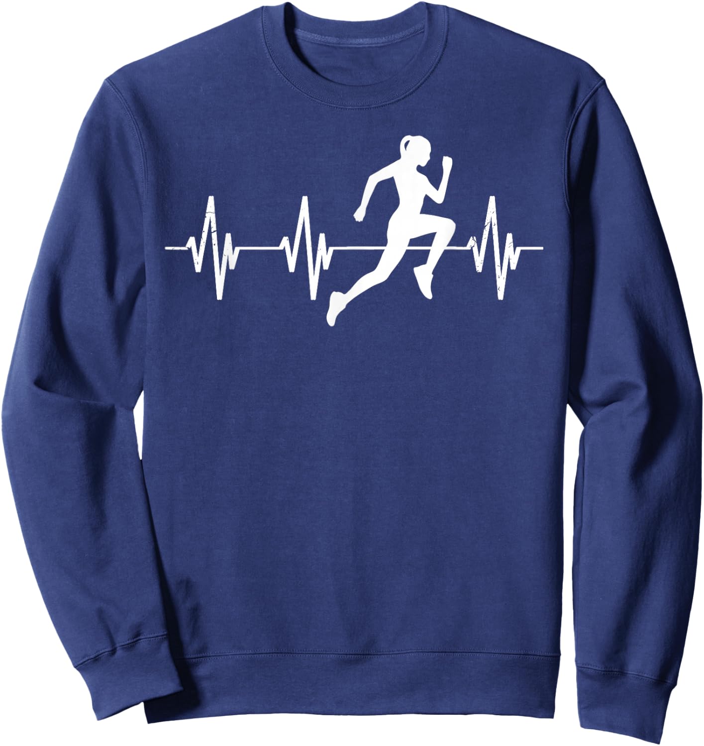 Runner jogger heartbeat heart line running gift Sweatshirt - Sweatshirt | Navy