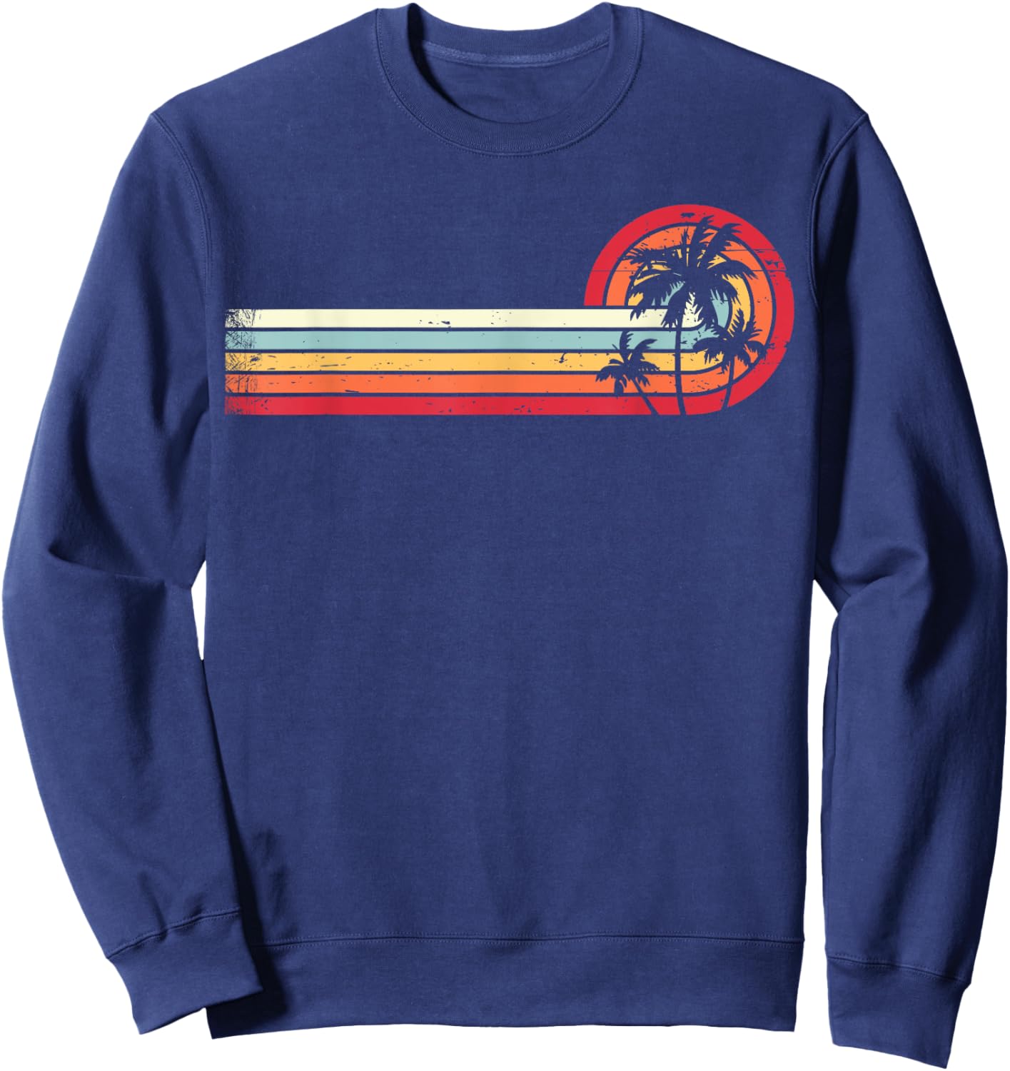 Palm Tree Shirt Tropical Beach Vintage Retro Style 70s 80s Women Girls Kids Sweatshirt - Sweatshirt | Navy