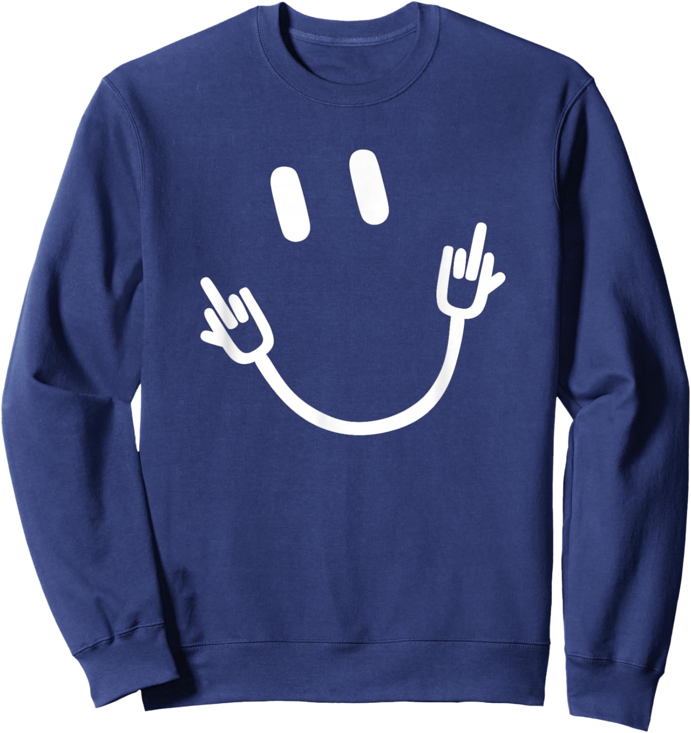 Smile Middle Finger Funny Sweatshirt - Sweatshirt | Navy