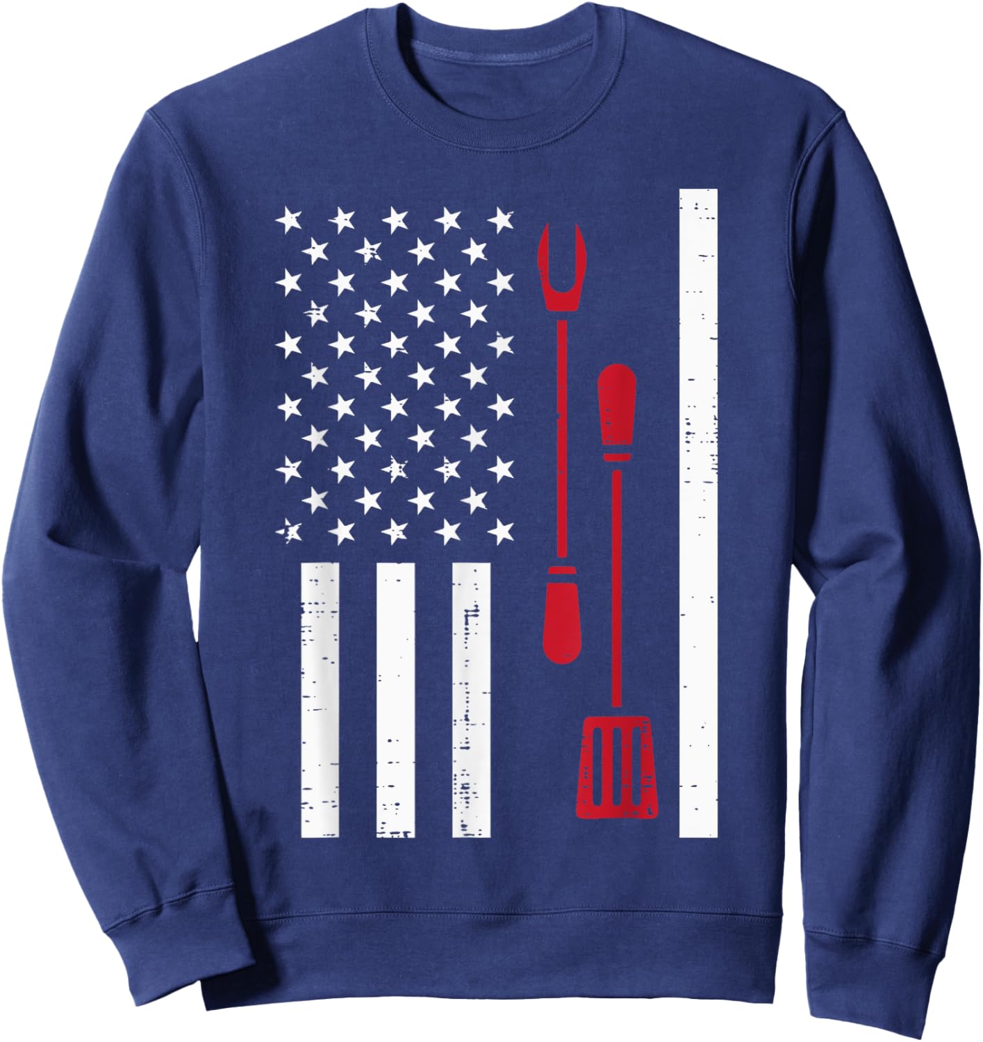 US Flag Bbq Grilling Tools Barbecue 4th July Women Men Kids Sweatshirt - Sweatshirt | Navy