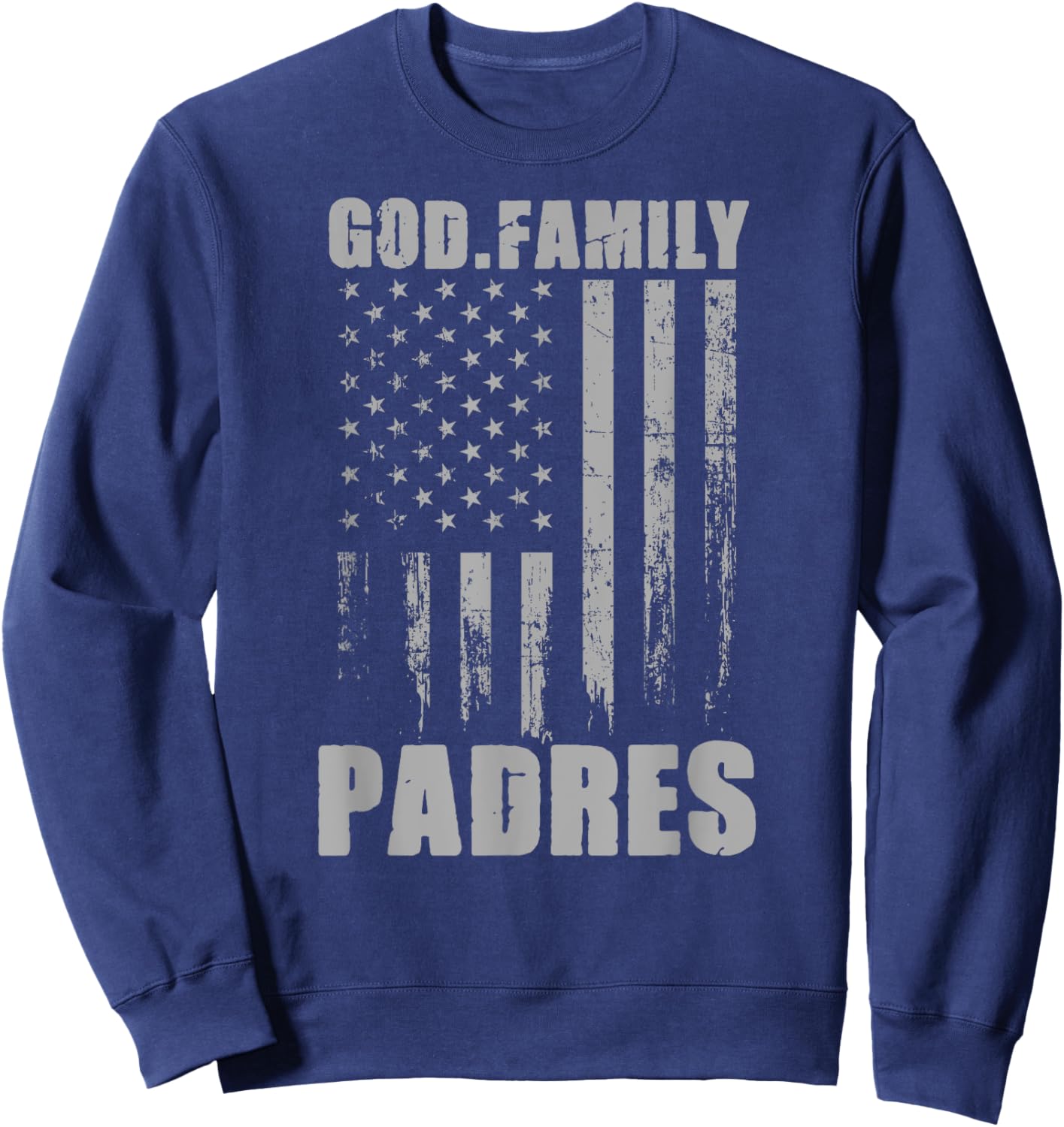 Carmel Padres God. Family. Vintage USA Flag Sweatshirt - Sweatshirt | Navy