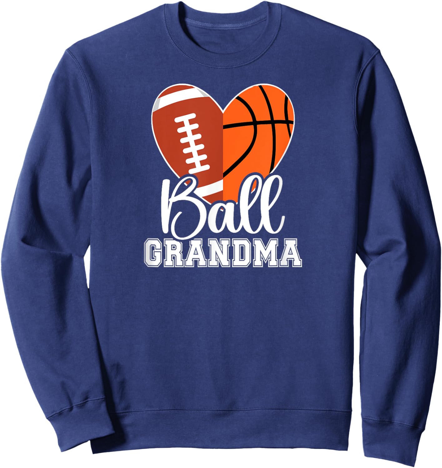 Ball Grandma Heart Football Basketball Grandma Sweatshirt - Sweatshirt | Navy