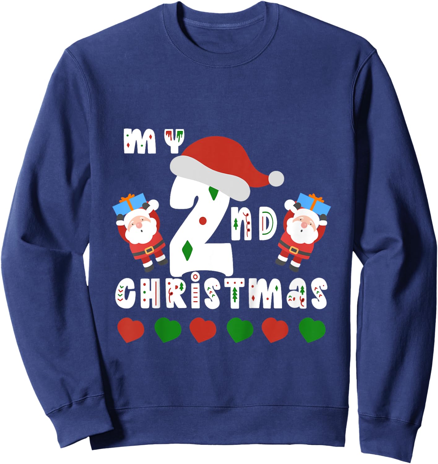 Kids My Second Christmas Baby Child 2nd Xmas Gift Kids Sweatshirt - Sweatshirt | Navy
