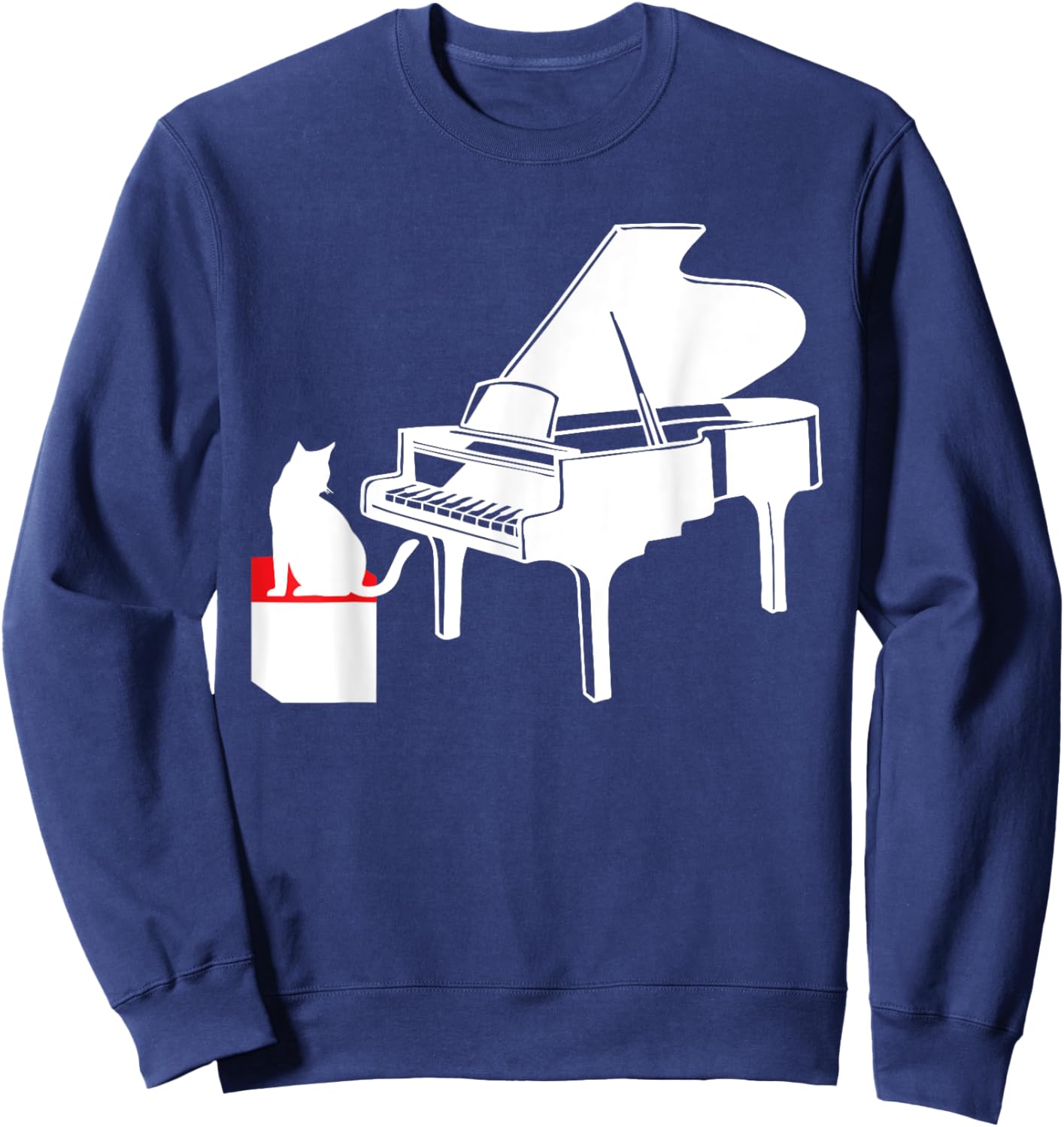 Cat Playing Piano Music Lover Funny Men Women Girls Kids Sweatshirt - Sweatshirt | Navy