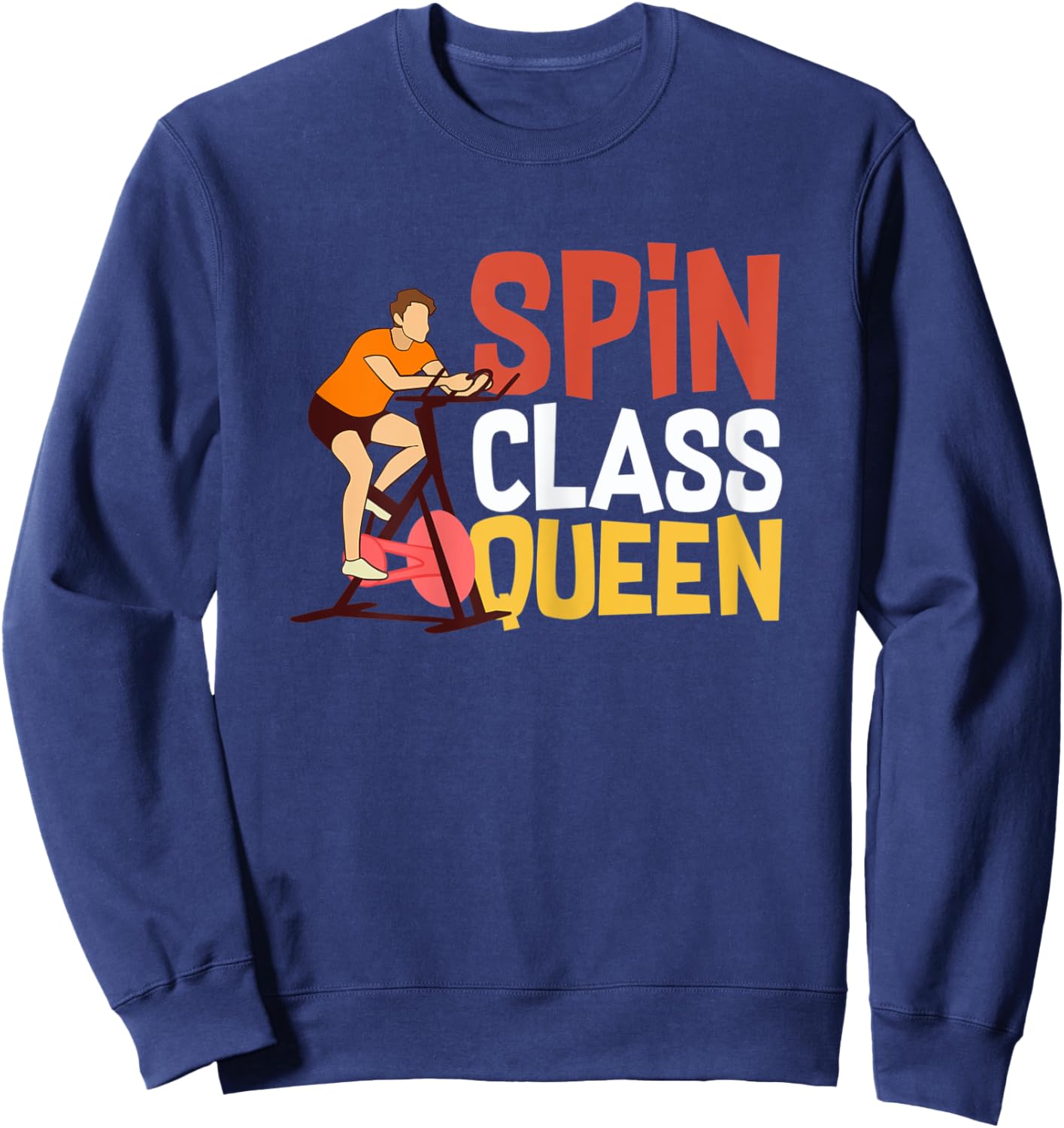 Spinning Wheel Workout Bike Fitness Exercise Sweatshirt - Sweatshirt | Navy