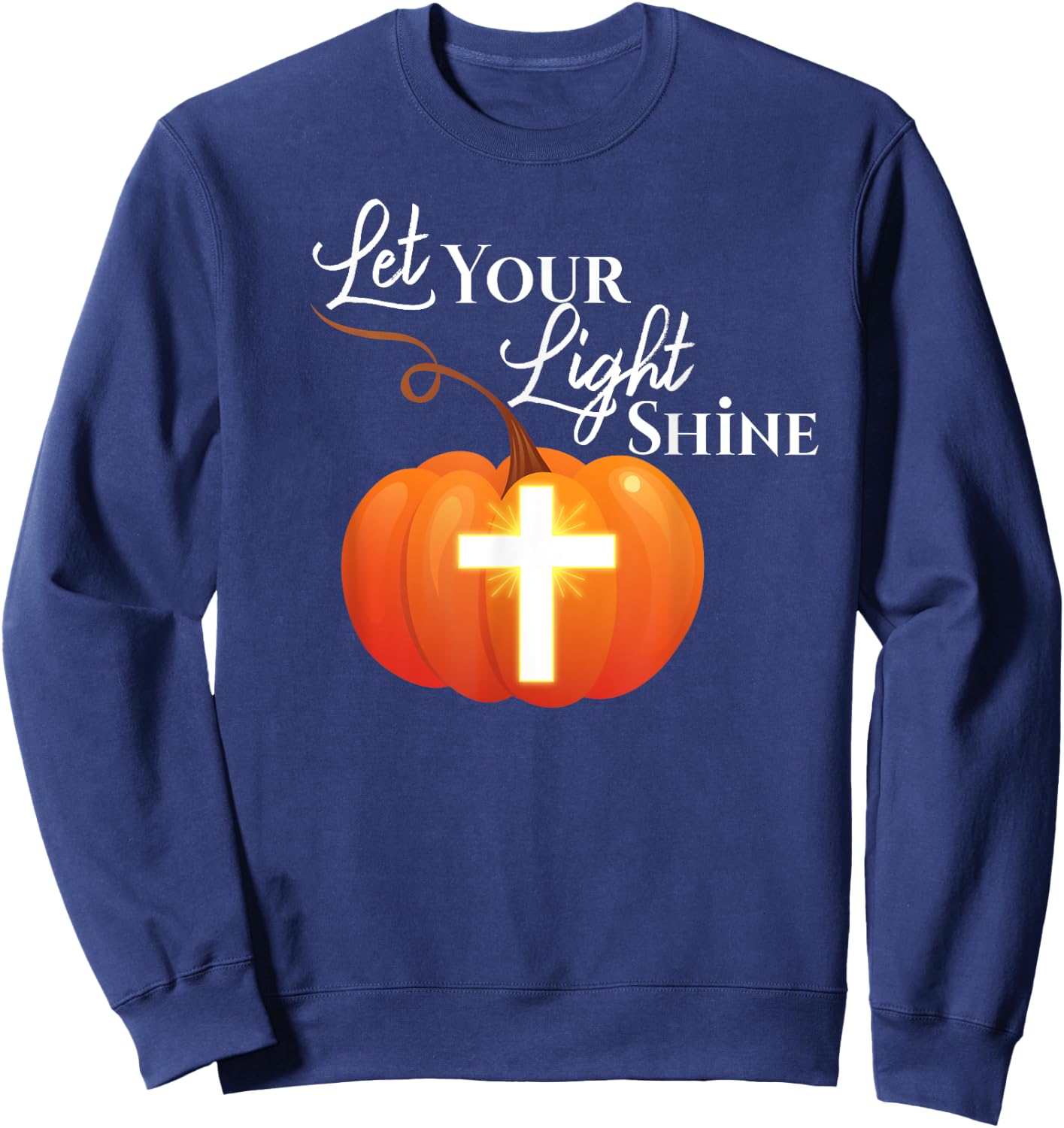 Halloween or Hallelujah Night Let your Light Shine Pumpkin Sweatshirt - Sweatshirt | Navy
