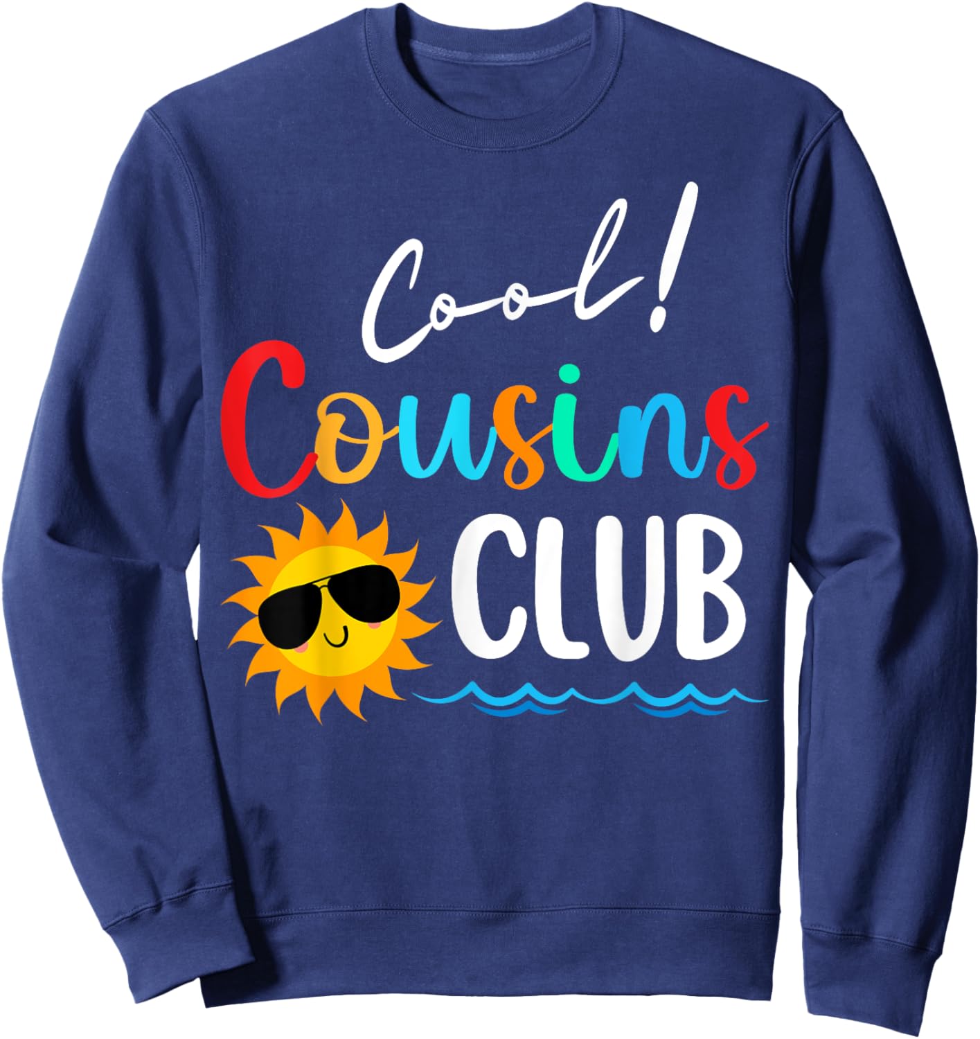 2025 Cool Cousins Club Summer Vacation Beach Kids Matching Sweatshirt - Sweatshirt | Navy