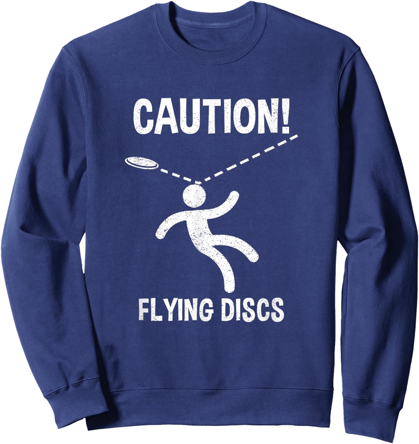 Caution! Flying Discs - Women & Girls Disc Golf Frolf Sweatshirt - Sweatshirt | Navy