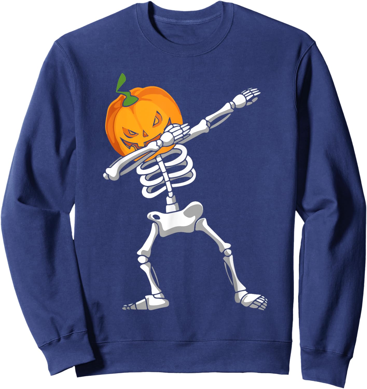 Dabbing Pumpkin Dabbing Skeleton Halloween Costume Kids Men Sweatshirt - Sweatshirt | Navy