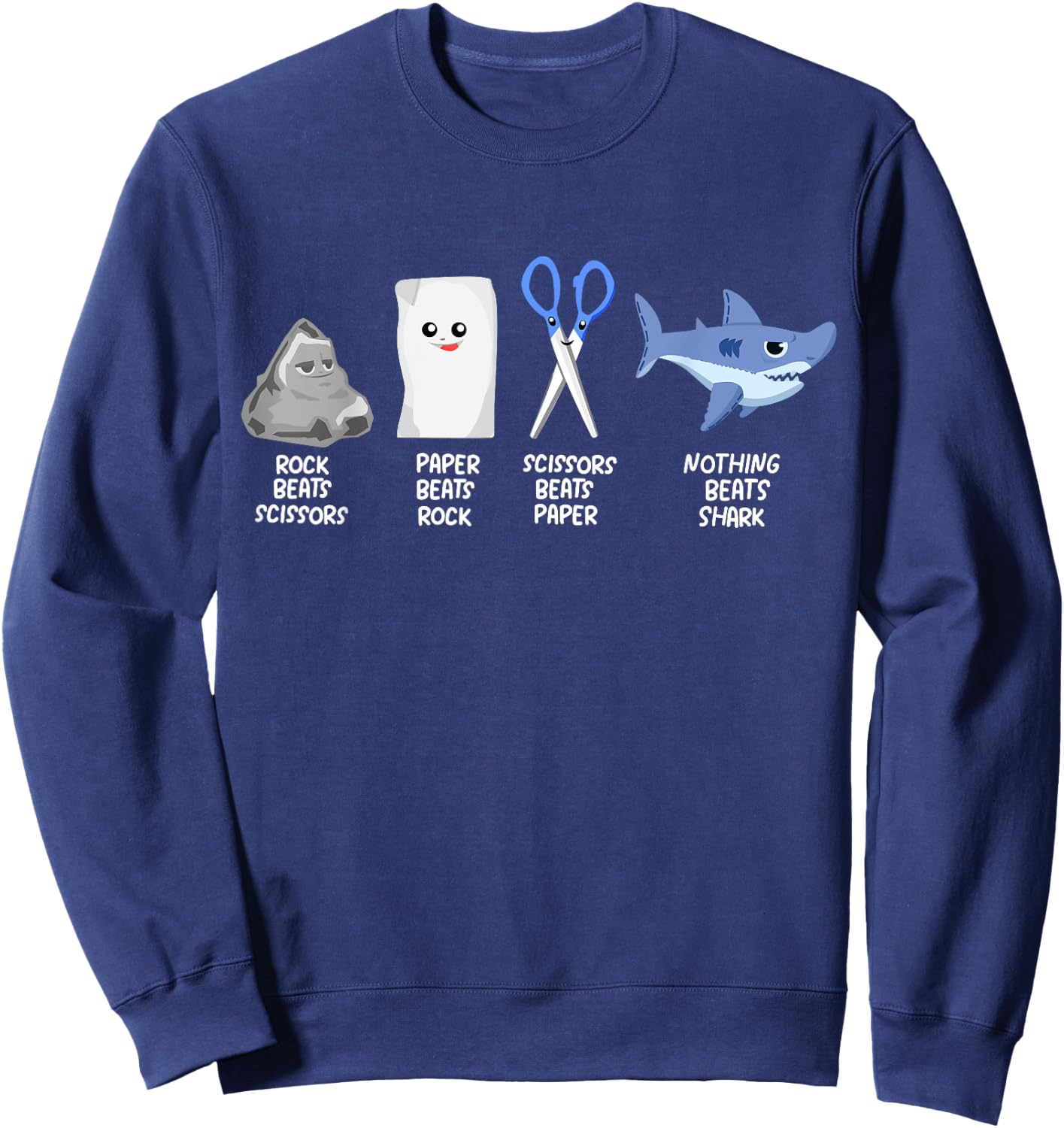 Kids Rock Paper Scissors Shark Clothes Outfit Gift Sharks Sweatshirt - Sweatshirt | Navy