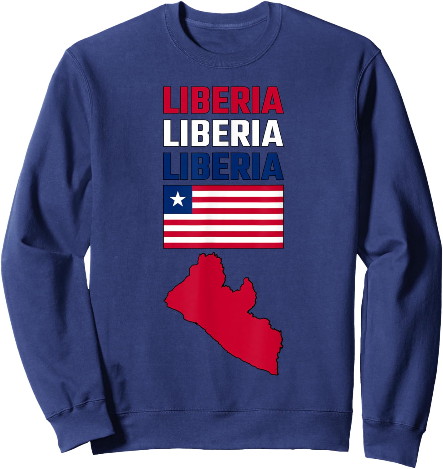 Liberia map with Liberian flag in colors of the flag Sweatshirt - Sweatshirt | Navy