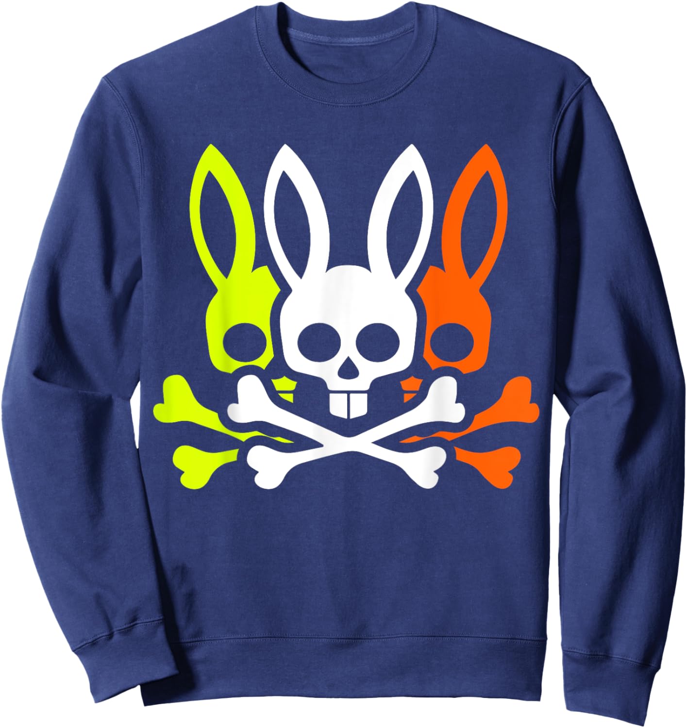 Scary Skull And Crossbones Bad Rabbit Horror Bunny Halloween Sweatshirt - Sweatshirt | Navy