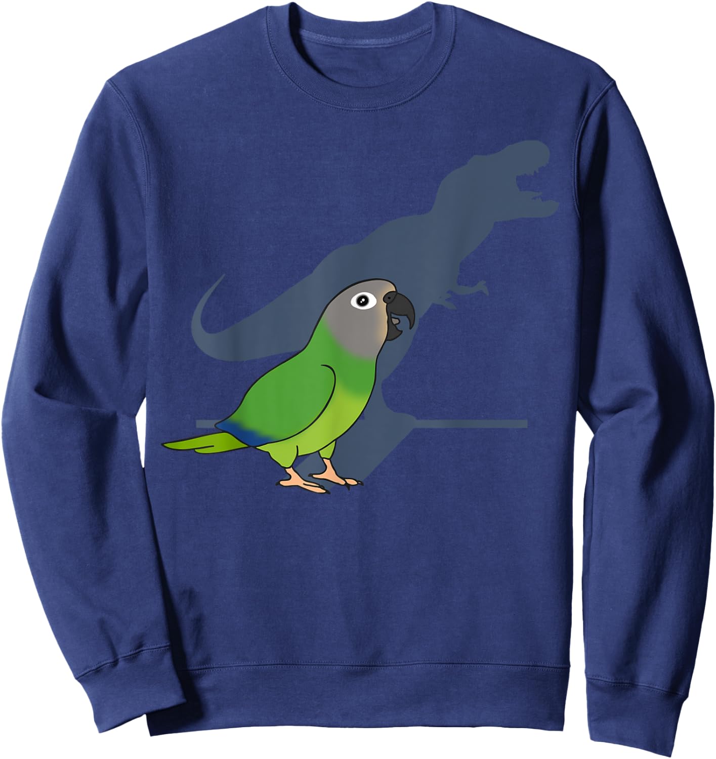 Funny Dusky headed Conure T-rex, Dinosaur Parrot Pet Bird Sweatshirt - Sweatshirt | Navy
