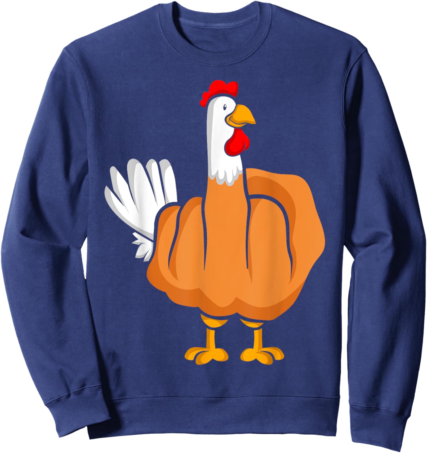 Middle Finger Chicken Rooster Sweatshirt - Sweatshirt | Navy