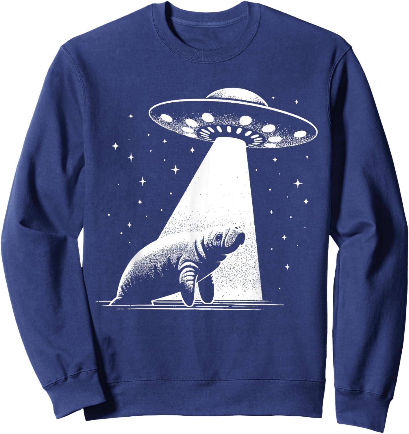 Manatee Dad Mom Lover - Funny Alien UFO Sweatshirt - Sweatshirt | Navy